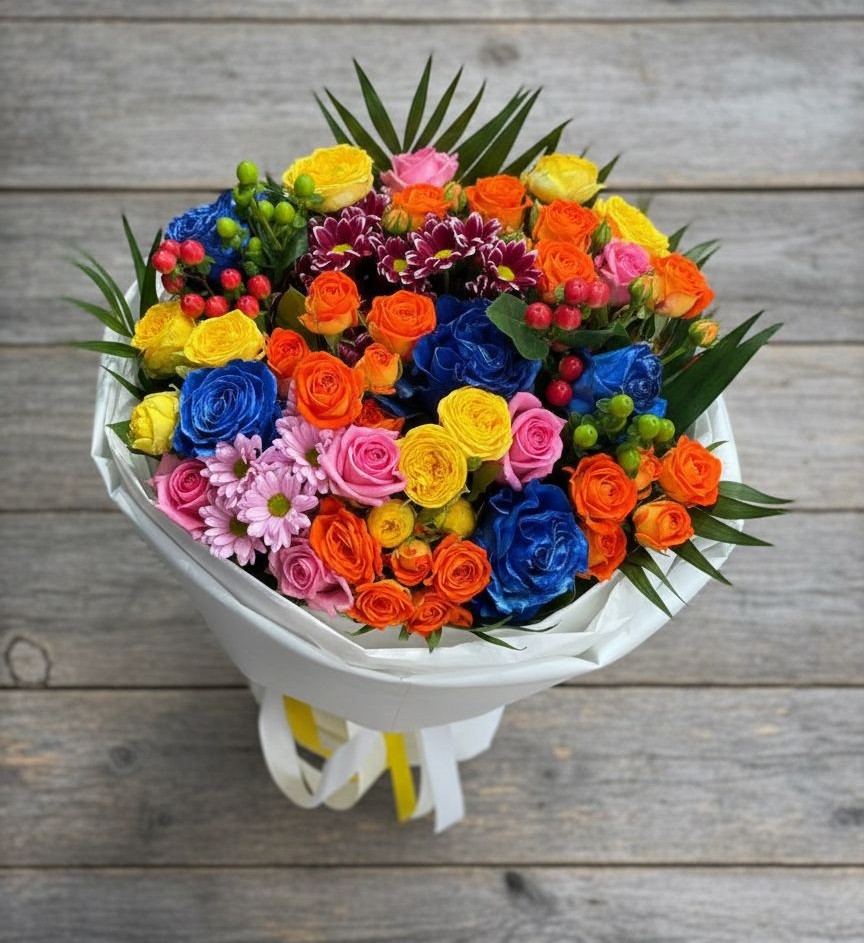 Букет цветов из: Розы и Хризантемы в Новоуткинске