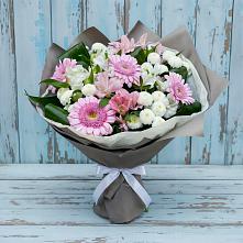 Букет цветов из:  Герберы, Альстромерии и Хризантемы #REPLACE_PRED# Новоуткинске