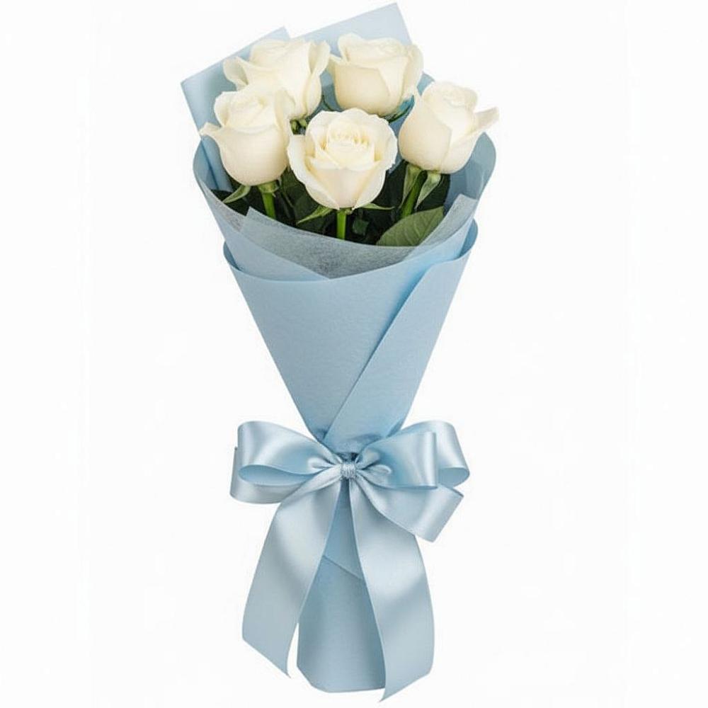 Букет 5 Белых роз Проуд в Новоуткинске