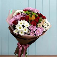 Букет цветов из:  Розы, Хризантемы и Альстромерии #REPLACE_PRED# Новоуткинске